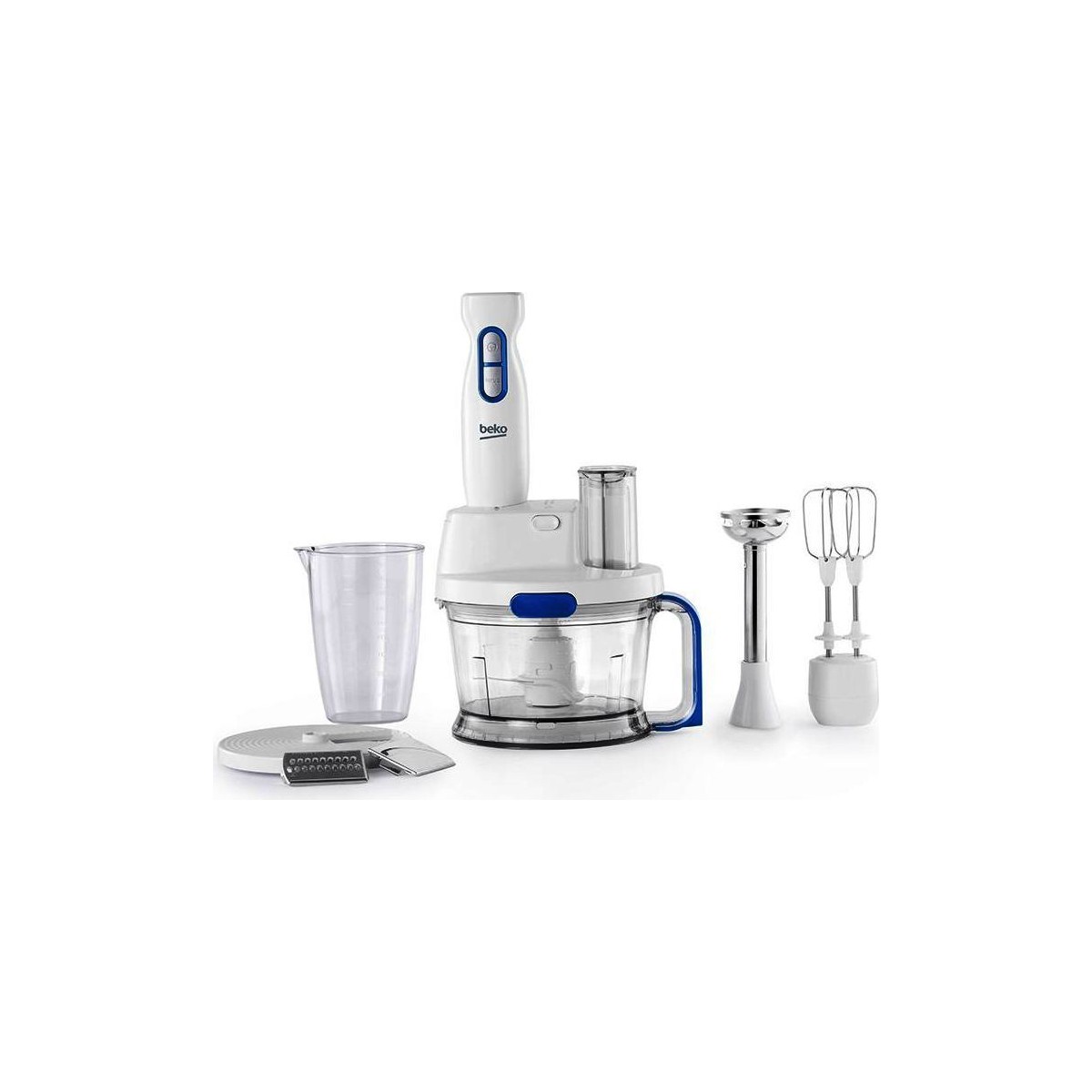 1000 W Çok Fonksiyonlu Blender Seti - 2 Lt Doğrayıcı ve 900 ml Ölçü Kabı, Turbo Fonksiyonu ile, Beyaz Çelik Bıçaklar